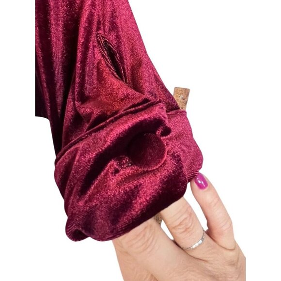 Vintage Velvet Shirt 1X Red Festive Holiday Neutral Dark Romance Old Money Soft - Picture 6 of 12